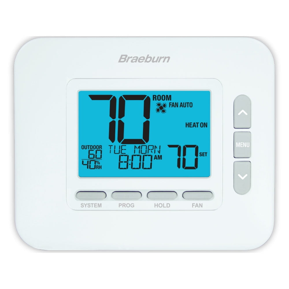 Braeburn White Programmable Digital Thermostat with Humidity Control