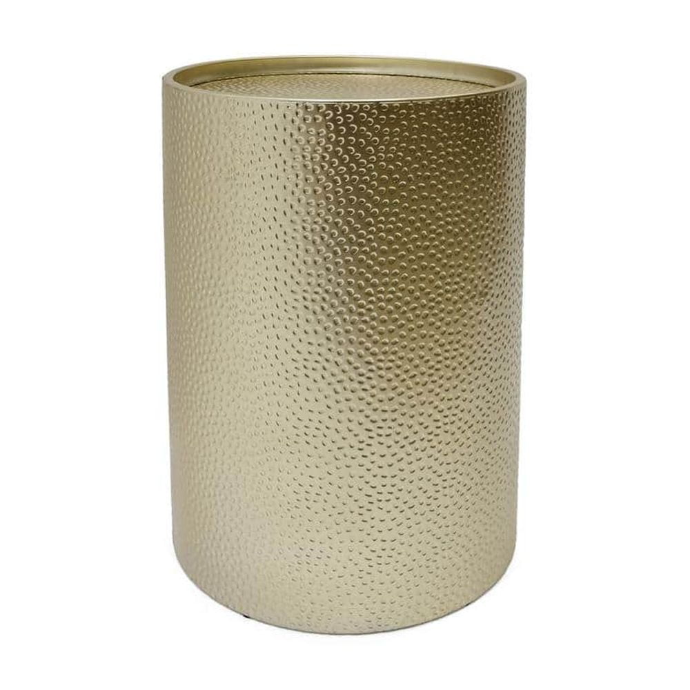 Gold Hammered Iron Round Accent Table, 16"