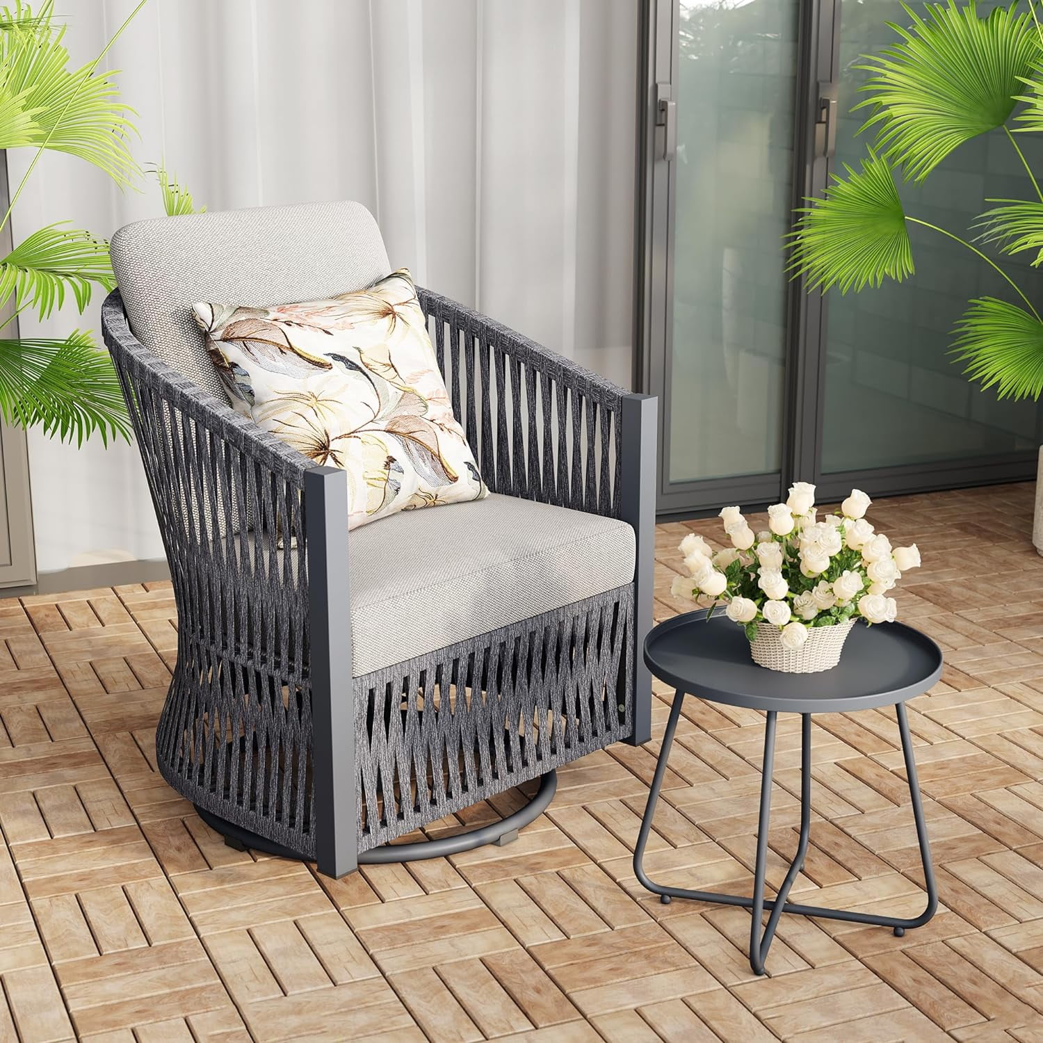 Brafab 2 Piece Alloy Rattan Outdoor Patio Bar Set, Gray - Walmart.com