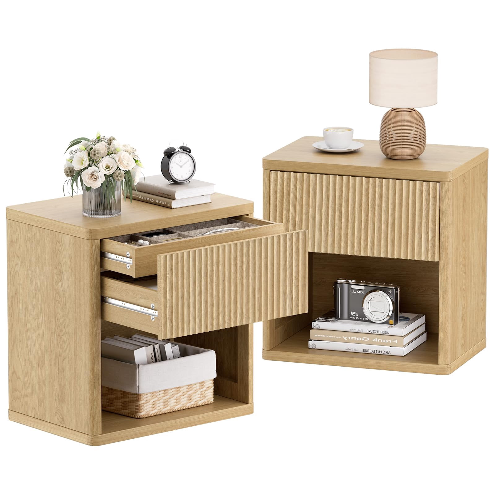 Brafab Nightstand Set of 2 with Drawers Bedside Table