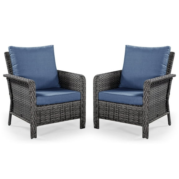 Brafab Outdoor Patio Furniture Set 22.8“ High back, PE Wicker Patio Conversation Sets Cushioned Seat Couch Outdoor Sectional Chair Sofa Set for Yard Garden Porch