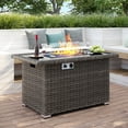 thumbnail image 1 of Brafab 44" Outdoor Propane Gas Fire Pit Table with Removable Lid & Waterproof Cover,50,000 BTU Updated Version PE Rattan Patio Firepit Table with Blue shining glass bead, 1 of 7