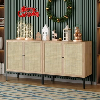 Target Marketing Systems Storage Cabinet with Sliding Doors, Sideboard  Buffet with Open Side Panels, Stackable Cupboard for Kitchen, Dining, and