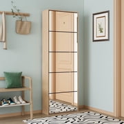 Brafab Mirror Shoe Cabinet with 5 Flip Drawers, Shoe Rack Storage Organizer, Entryway Shoe Cabinet for Front Door,Foyer,Hallway
