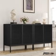 thumbnail image 1 of Brafab Farmhouse Sideboard Cabinet with Natural Rattan Doors,63"TV Stand for TVs up to 55 Inch, 2-Pack, 1 of 8