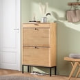 thumbnail image 1 of Brafab Flued Shoe Cabinet, Shoe Storage Organizer Cabinet with 2 Flip Wavy Line Drawers, Freestanding Shoe Rack with Adjustable Shelf for Entryway, 1 of 8