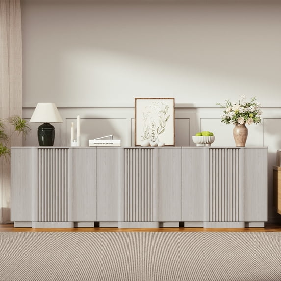 Brafab Wood Buffet Cabinet with Fluted Doors, Accent Sideboard Storage Credenza Multifunctional Console Table for Living Room, Dining Room