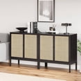 thumbnail image 1 of Brafabhome Sideboard Storage Cabinet with Natural Rattan Doors, Modern 4 Doors Buffet Cabinets with Sturdy Steel Legs for Living Room Bedroom Entryway Kitchen | Black+Natural, 1 of 7