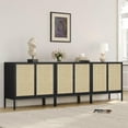 thumbnail image 1 of Brafabhome Sideboard Storage Cabinet with Rattan Decorated Doors, 6 Doors Buffet Cabinet with Storage Shelf for Living Room, Dining Room, Entryway, Kitchen | Black+Natural, 1 of 7