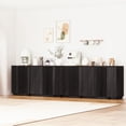 thumbnail image 1 of Brafabhome 59" Buffet Cabinet with Storage, 4 Door Accent Sideboard Credenza with 2 Adjustable Shelves, Modern Fluted Media Console Coffee Bar Table for Living Kitchen Dining Room | Black(2 Set), 1 of 7