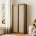 thumbnail image 1 of Brafabhome 67" Tall Rattan Storage Cabinet with 2 Doors, Wooden Pantry Cabinets with 4 Adjustable Shelves & Solid Wood Handle for Home, Kitchen | Nature, 1 of 11