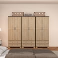thumbnail image 1 of Brafabhome 71"H Armoire Wardrobe Closet with 2 Drawers, Farmhouse 2 Doors Armoire Cabinet with Hanging Rod, Modern Freestanding Wardrobe Clothes Cabinet for Bedroom | Nature(3 Set), 1 of 7