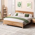thumbnail image 1 of Brafabhome Bohemian King Bed Frame with Hand-Woven PE Rattan Headboard and Footboard, No Box Spring Needed, 1000lbs, 1 of 7