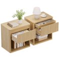 thumbnail image 1 of Brafabhome Fluted End Tables Set of 2 with Hidden Drawers, Modern Side Table with Open Shelves for Living Room, Mid-Century Curved Profile Nightstand for Bedroom | Nature, 1 of 8