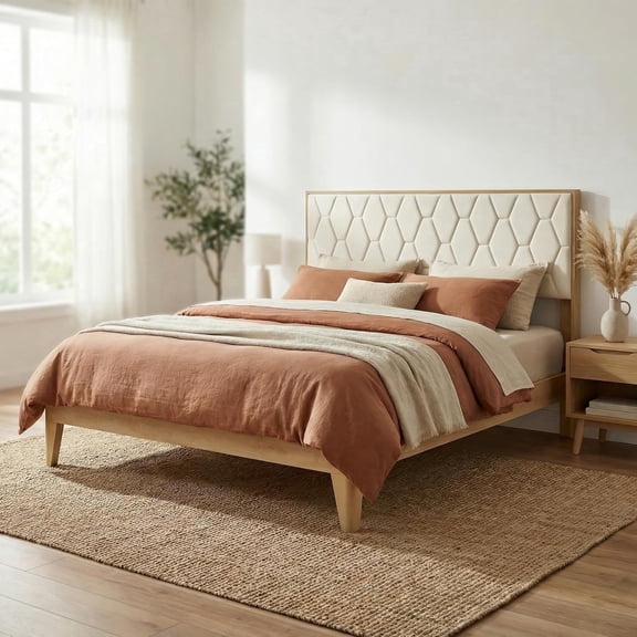 Brafabhome Full Bed Frame with Velvet Upholstered Headboard, Wood Platform Bed with Under-Bed Storage, No Box Spring Needed, 800 lbs