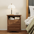 thumbnail image 1 of Brafabhome Mid-Century Wooden Nightstands with 2 Drawers, Modern Bedside Table with Hidden Drawer and Storage Shelf for Bedroom Living Room | Walnut, 1 of 9