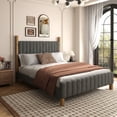 thumbnail image 1 of Brafabhome Queen Bed Frame with Upholstered Headboard, Modern Wood Bed Frame with Solid Wood Posts, No Box Spring Needed, Gray Linen, 1 of 8