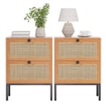 thumbnail image 1 of Brafabhome Set of 2 Rattan Nightstands with 2 Drawers, Modern Bedside Table with Large Storage for Bedroom, Accent Sofa End Tables for Living Room | Brown, 1 of 8