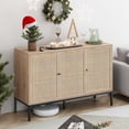 thumbnail image 1 of Brafabhome Boho Sideboard Buffet Cabinet with 3 Rattan Doors, Wood Storage Credenza with Steel Legs for Living Room, Dining Room, Entryway, Kitchen | Beige, 1 of 8