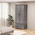 thumbnail image 1 of Brafabhome 71"H Armoire Wardrobe Closet with 2 Drawers, Farmhouse 2 Doors Armoire Cabinet with Hanging Rod, Modern Freestanding Wardrobe Clothes Cabinet for Bedroom | Gray, 1 of 8