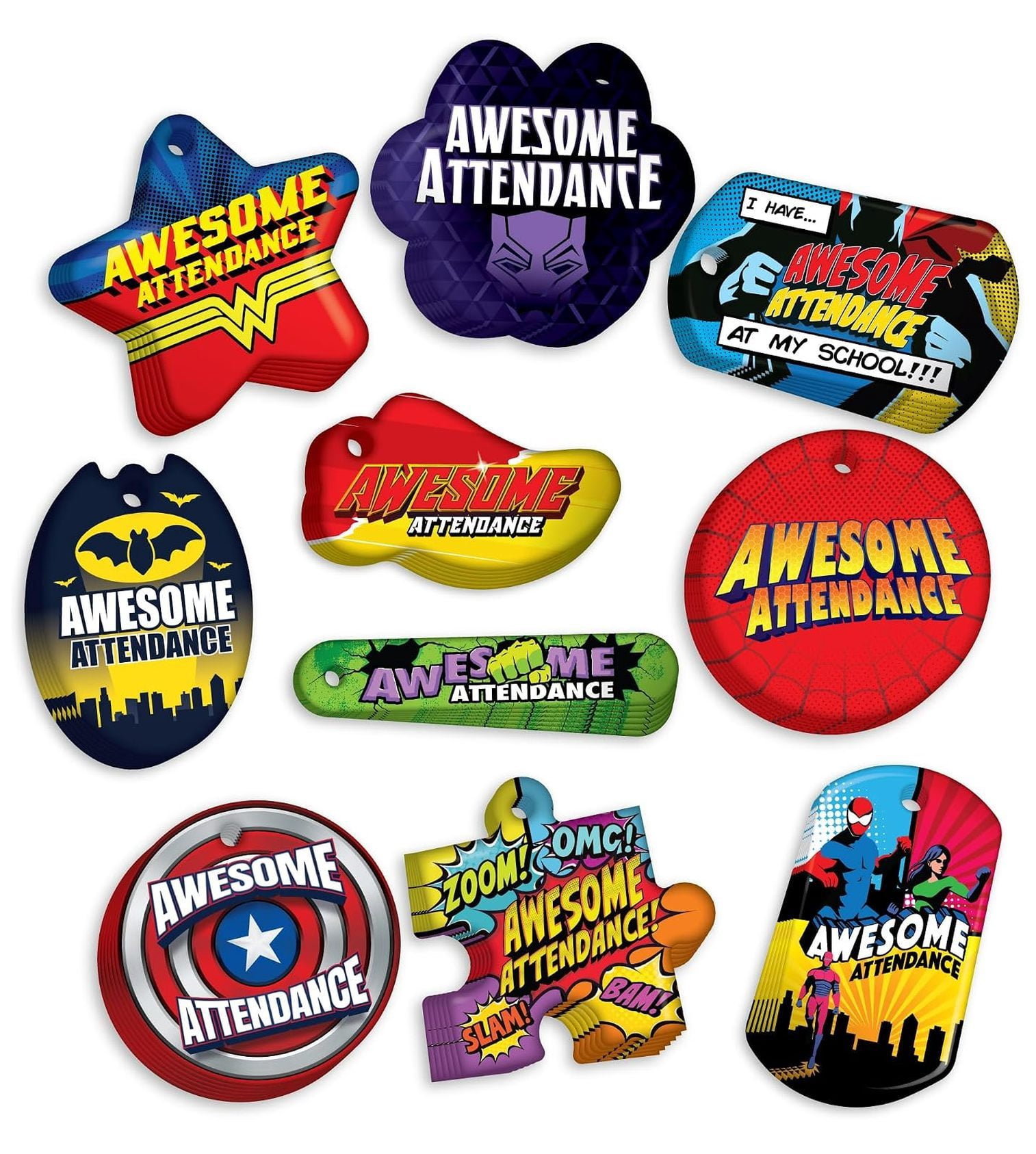 Brag Tags Attendance Heroes Value Pack 250 Student Incentive Stickers ...
