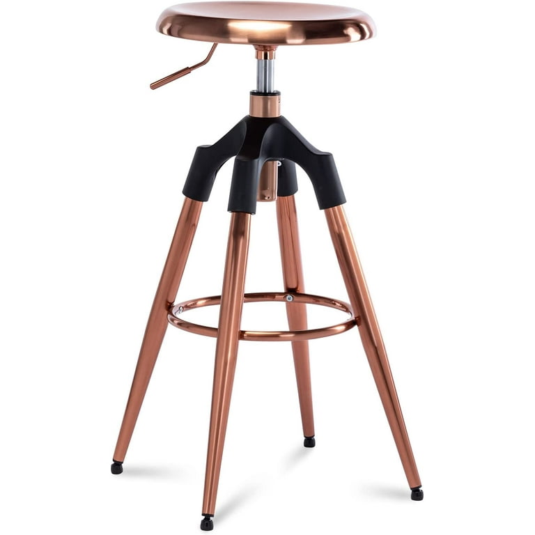 Brage Living 29 32.5 Inch Industrial Adjustable Bar Stool Swivel Round Seat Metal Barstool with Legs Backless Heavy Duty Airlift Bar Chair for Kitchen Dining Pub Cafe Rose Gold Walmart