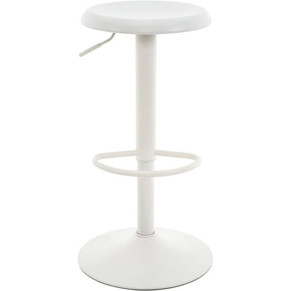 Brage Living Adjustable Bar Stool, Swivel Round Metal Airlift Barstool, Backless Counter Height Bar Chair for Kitchen Dining Room Pub Cafe, 1 pc (White)