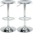 thumbnail image 1 of Brage Living Adjustable Bar Stools Set of 2, Swivel Round Metal Airlift Barstools, Backless Counter Height Bar Chairs for Kitchen Dining Room Pub Cafe (Chrome), 1 of 9