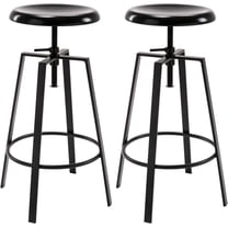 Brage Living Atlas  Bar Stools Set of 2, Adjustable Swivel Four Legged Round Metal Barstools, Backless Counter Height Bar Chairs for Kitchen Dining (Black)