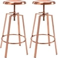 thumbnail image 1 of Brage Living Atlas  Bar Stools Set of 2, Adjustable Swivel Four Legged Round Metal Barstools, Backless Counter Height Bar Chairs for Kitchen Dining (Rose Gold), 1 of 18