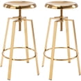 thumbnail image 1 of Brage Living Atlas Industrial Bar Stools Set of 2, Adjustable Swivel Four Legged Round Metal Barstools, Backless Counter Height Bar Chairs for Kitchen Dining Pub Cafe (Gold), 1 of 6
