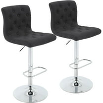 Brage Living Tufted Fabric Bar Stools Set of 2, Adjustable Swivel Counter Height Barstools with Back, Upholstered Armless Airlift Bar Chairs for Kitchen Dining Cafe (Charcoal Black)