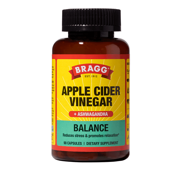 Bragg Balance Apple Cider Vinegar Capsules with Ashwagandha - 90 Capsules, Reduces Stress and Promotes Relaxation