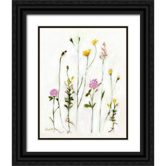 Bragg, Janel 15x18 Black Ornate Wood Framed with Double Matting Museum Art Print Titled - Chamomile-Clover and Dandelion