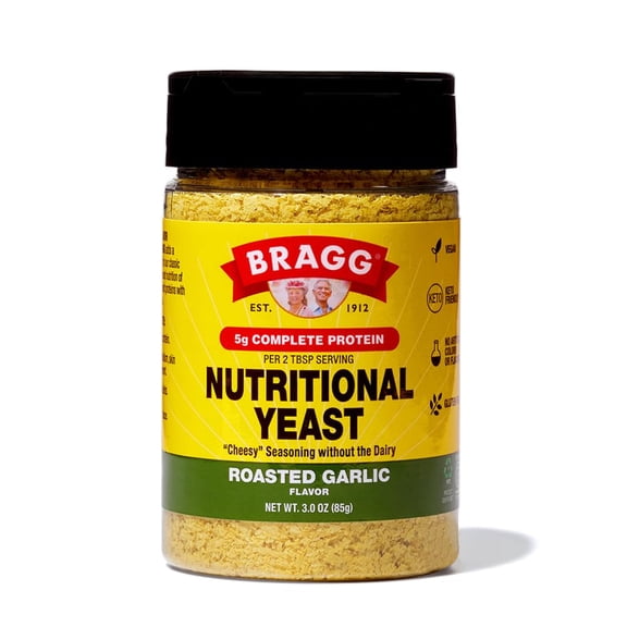 Bragg Nutritional Yeast Roasted Garlic Seasoning - 3 oz - Dairy-Free Parmesan Cheese Substitute ( PACK OF 2 )