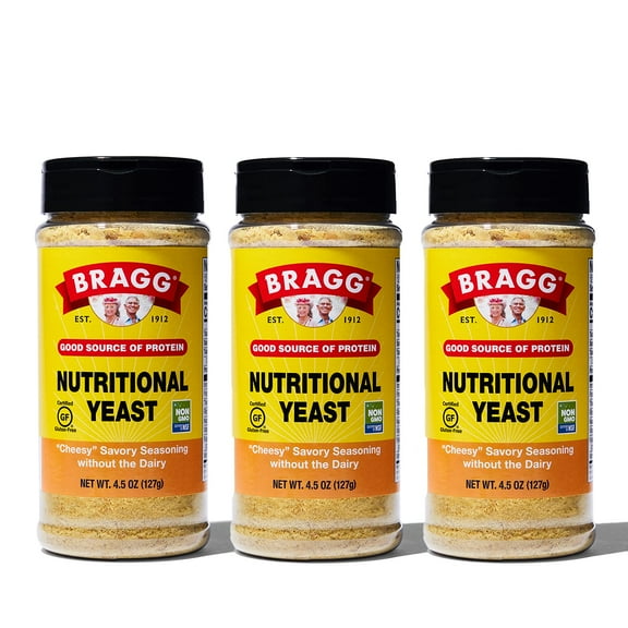 Bragg Nutritional Yeast Seasoning, Cheesy Savory Seasoning without the Dairy, 4.5 oz. (Pack of 3)
