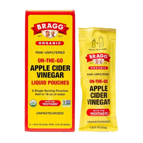 Bragg On-the-Go Organic Apple Cider Vinegar Pouches, 1.25 fl oz, 6 Count