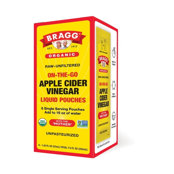 Bragg Organic Apple Cider Vinegar Pouches, 1.25 fl oz, 6 Pack