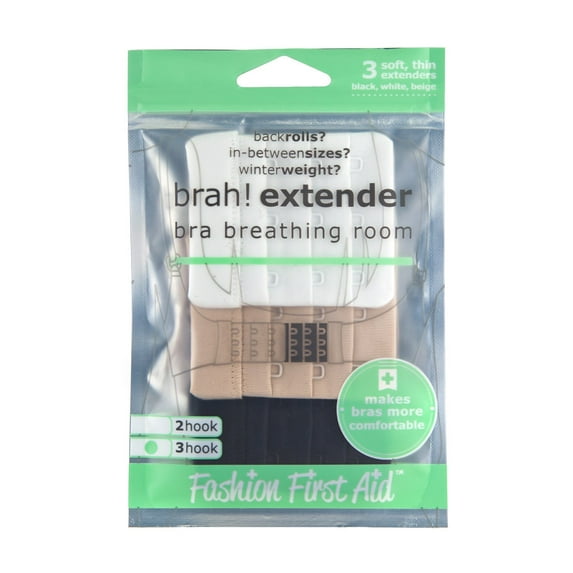 Brah! Extender: 3 hook Bra Band Extension, 3 Pack (White, Beige, Black)