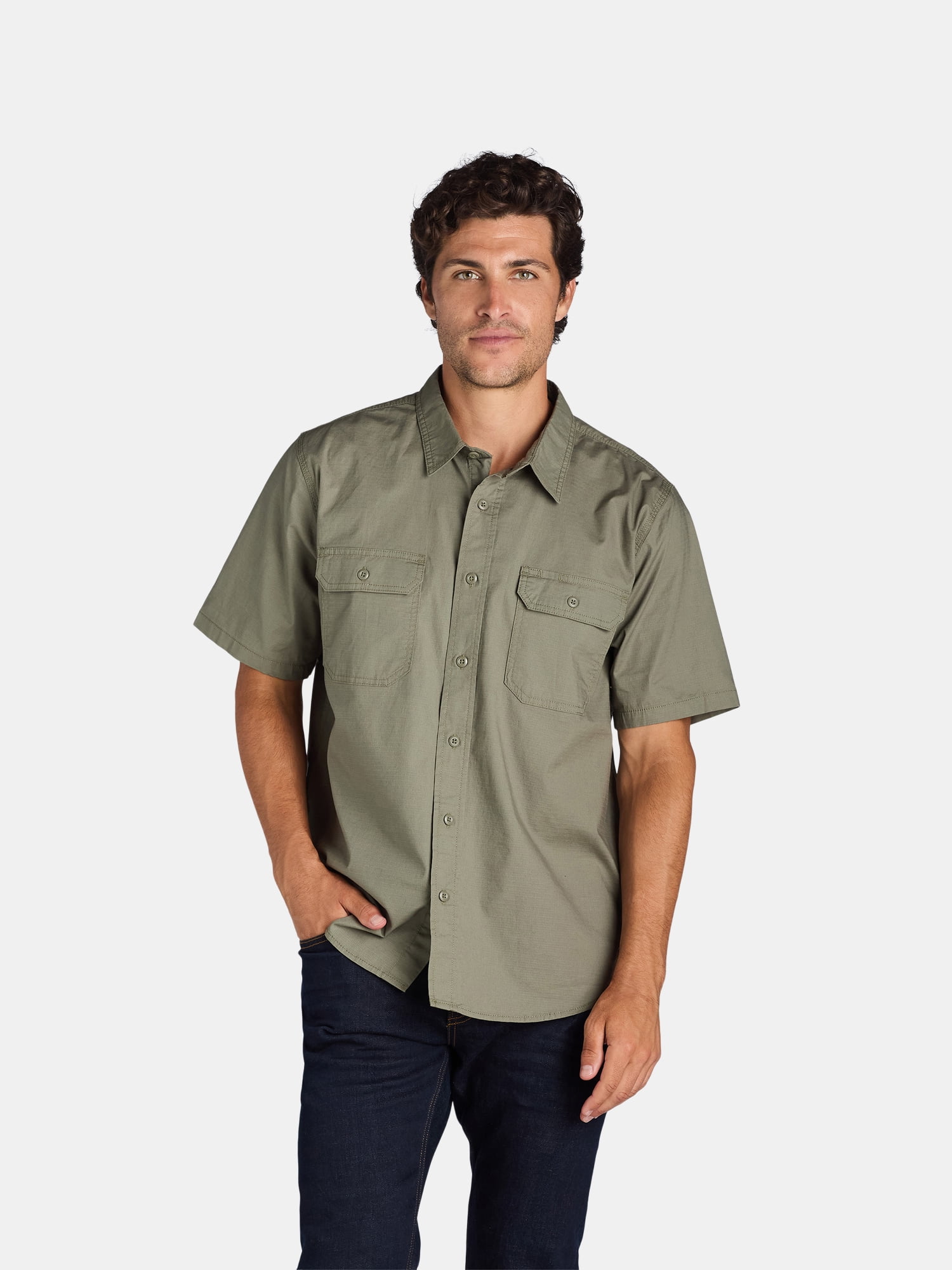 Brahma Men's Ripstop Shirt with Short Sleeves, Sizes S-5XL