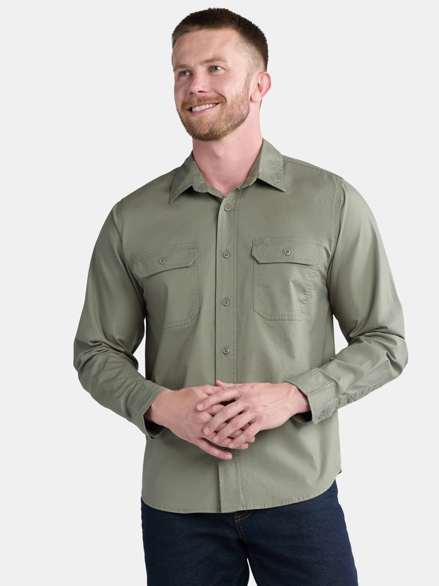 Brahma Men's Ripstop Work Shirt with Long Sleeves, Sizes S-5XL