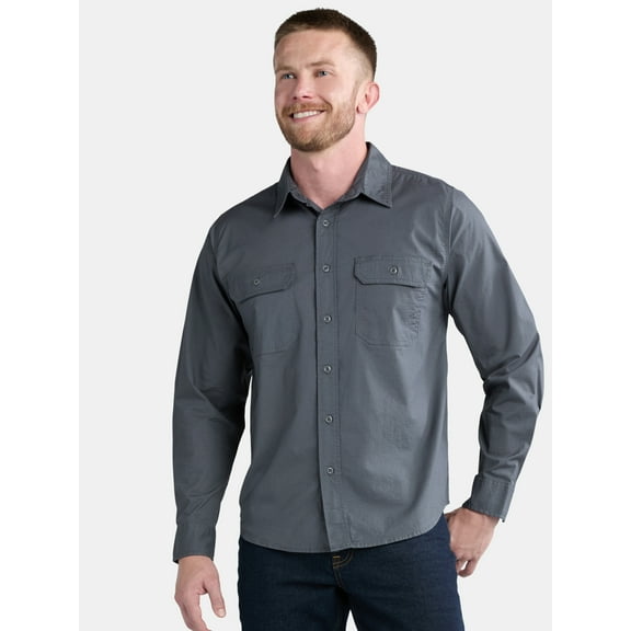 Brahma Men's Ripstop Work Shirt with Long Sleeves, Sizes S-5XL