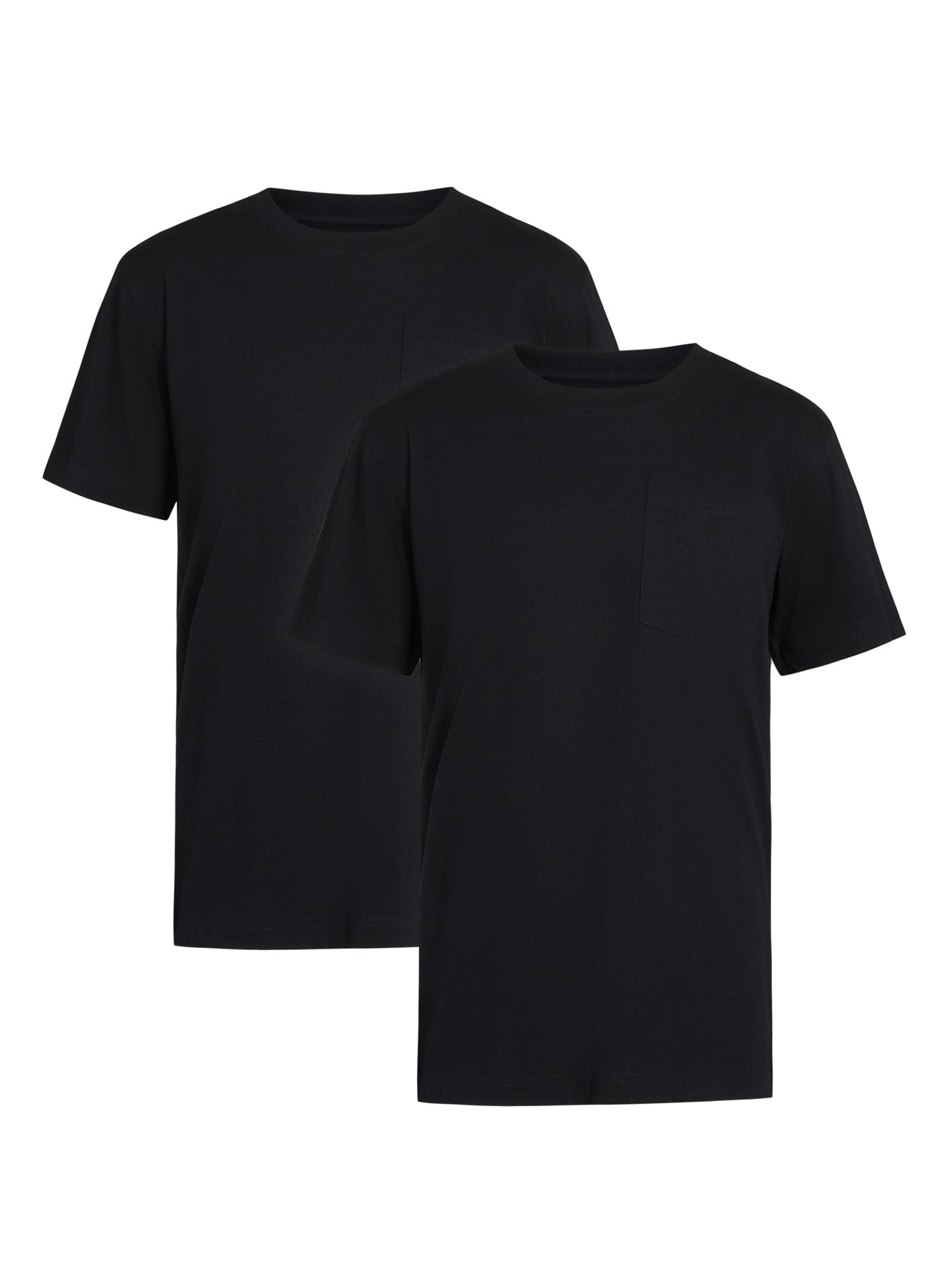 Brahma Men's Pocket T-Shirts Moisture-Wicking Short Sleeve Work Shirt, Black/Black, 2-Pack