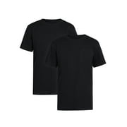 Brahma Men's Pocket T-Shirts Moisture-Wicking Short Sleeve Work Shirt, Black/Black, 2-Pack