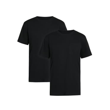 Brahma Men's Pocket T-Shirts Moisture-Wicking Short Sleeve Work Shirt, Black/Black, 2-Pack