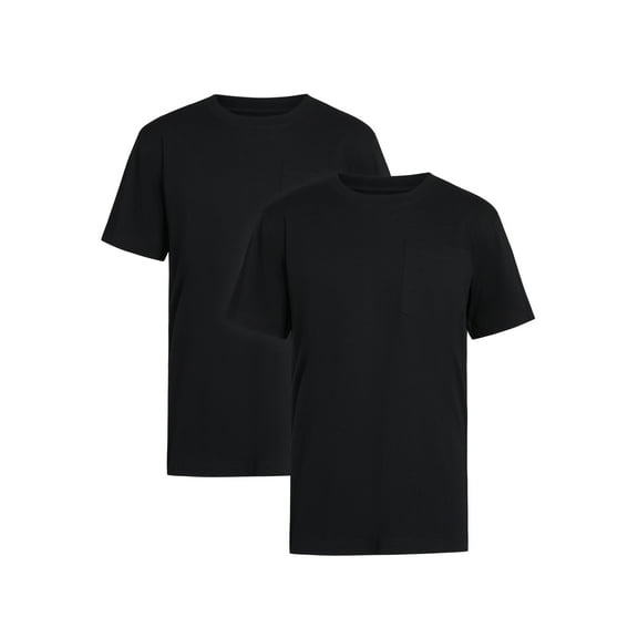 Brahma Men's Pocket T-Shirts Moisture-Wicking Short Sleeve Work Shirt, Black/Black, 2-Pack