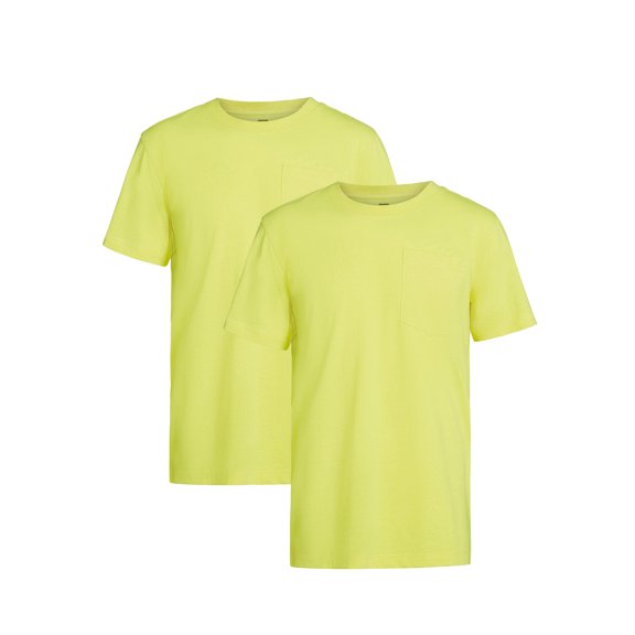 Brahma Men's Pocket T-Shirts Moisture-Wicking Short Sleeve Work Shirt, Yellow/Yellow, 2-Pack
