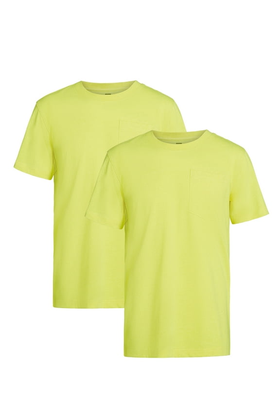 Men's Pocket T-Shirts Moisture-Wicking Short Sleeve Work Shirt, Yellow/Yellow, 2-Pack