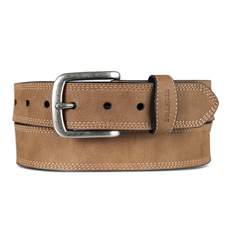 Brahma Triple Needle Stitch Leather Work Belt with Snap Buckle