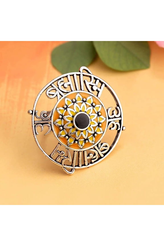 Round Statement Silver Genuine/Natural Ring, Silver-Plated